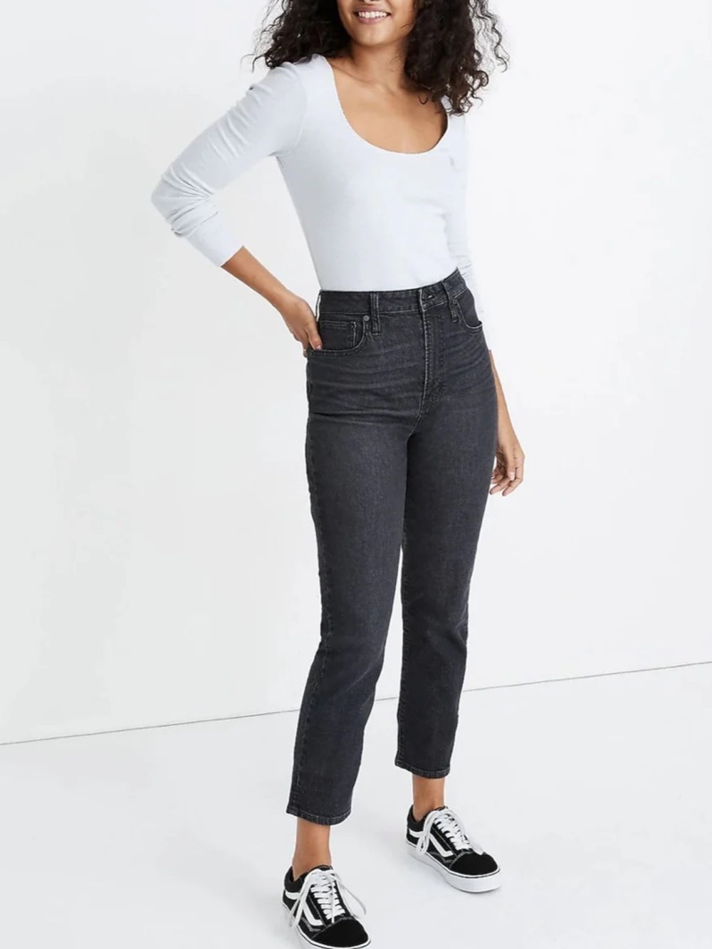 Madewell Black High-Rise Straight Leg Jeans women 24 the perfect curvy vintage